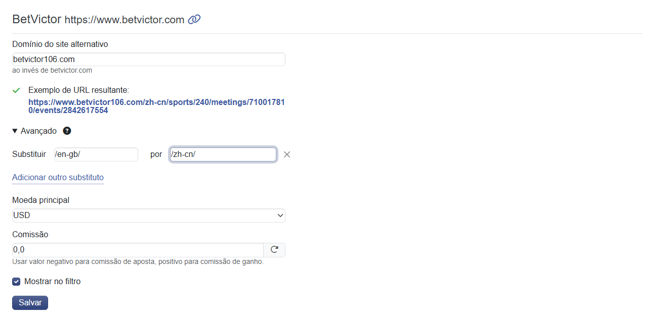 Advanced Settings for Alternative Domain